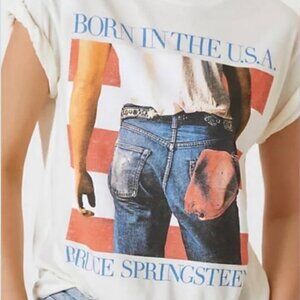 Letluv White Bruce Springsteen Graphic Tee - Short Sleeve